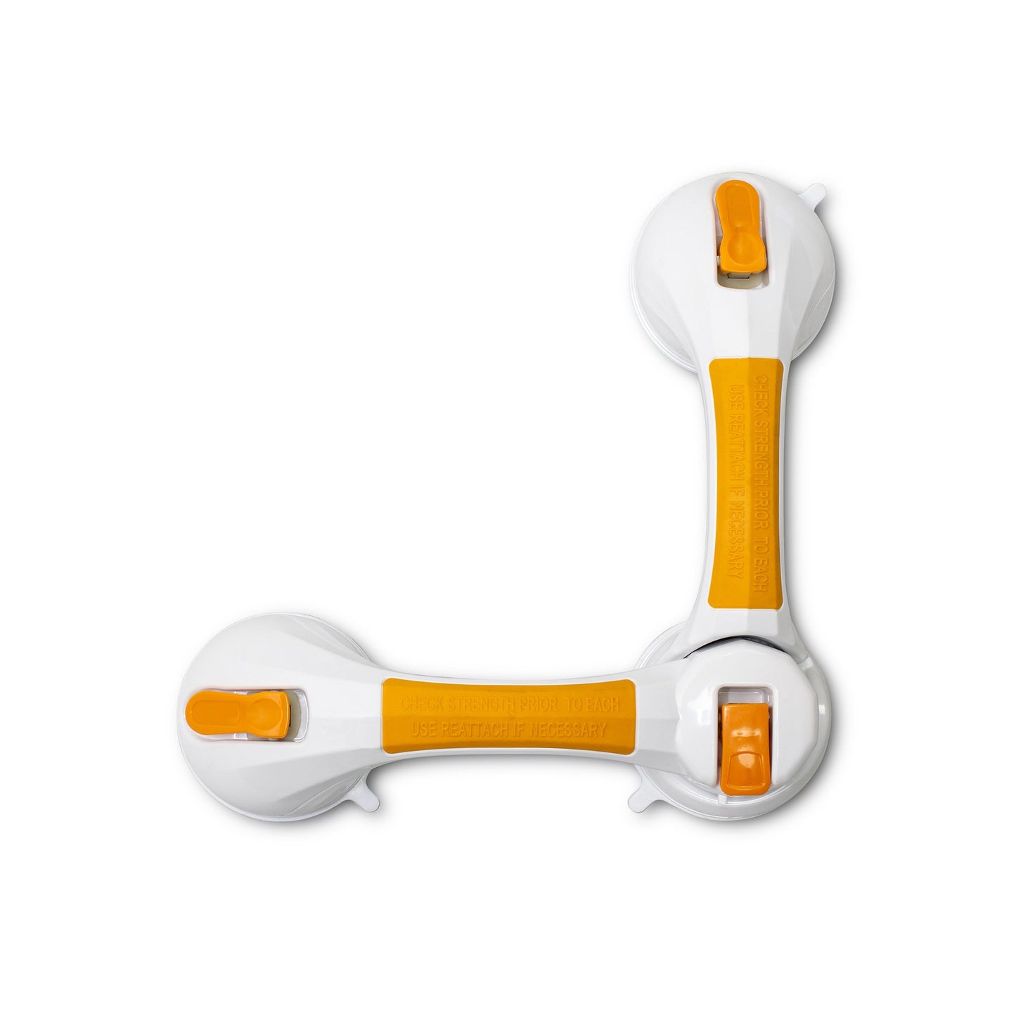 White and orange dumbbell-shaped toy on a white background