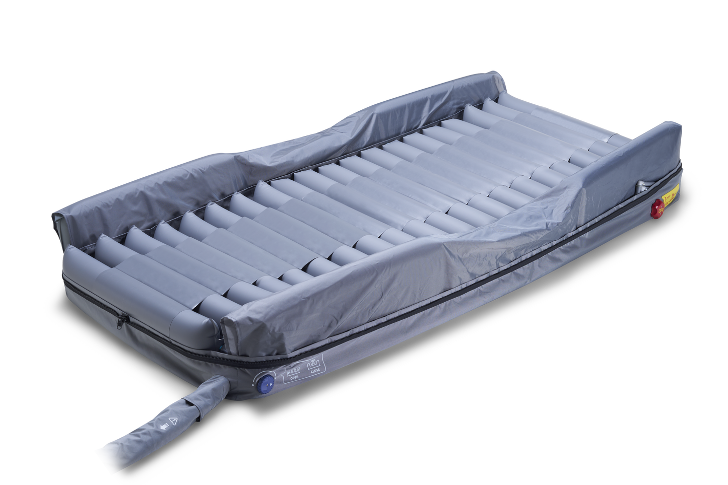 Inflatable camping mattress on a white background