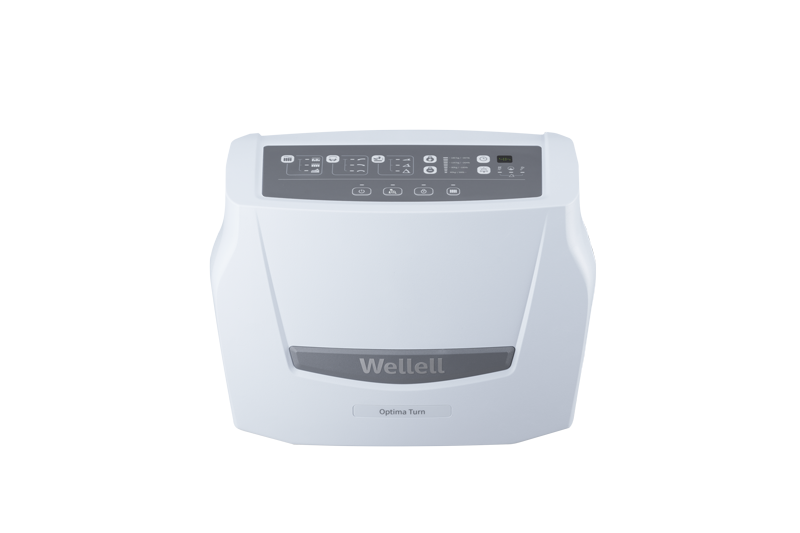 White electronic device with gray display and branding on a white background