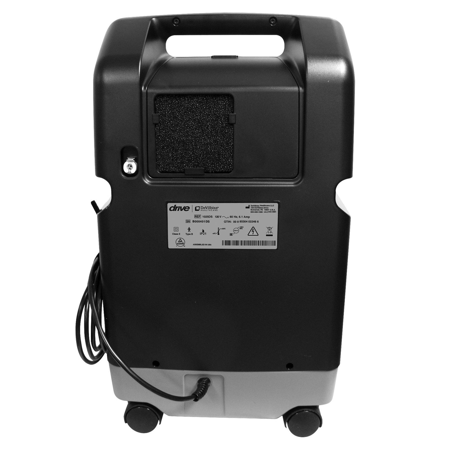 Drive DeVilbiss 1025DS Oxygen Concentrator Back View