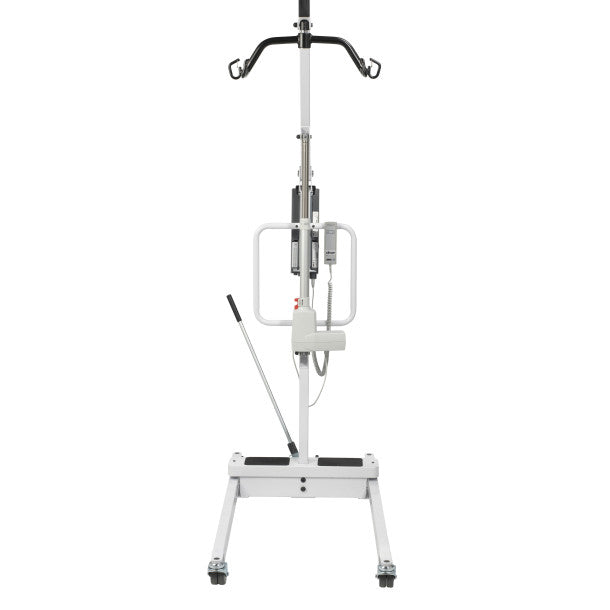 Medical IV stand with hanging bag on a white background
