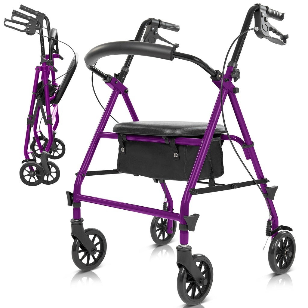 Vive Foldable Steel Rollator Purple