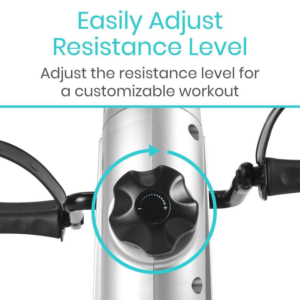 Bicycle resistance level adjustment knob with text on a white background