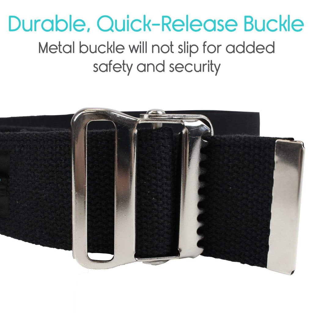 Black belt with a durable, quick-release buckle on a white background