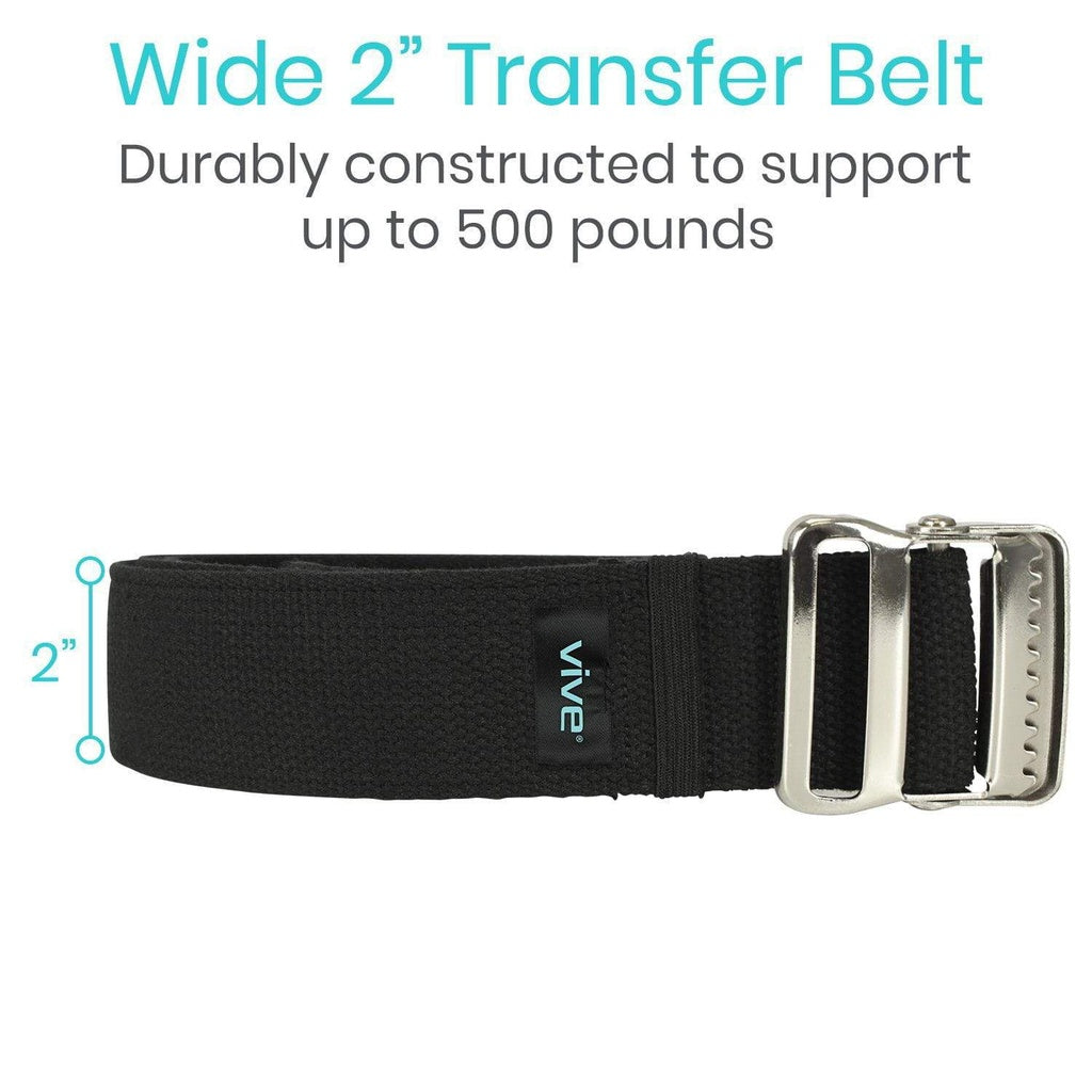 Black transfer belt with silver buckle on a white background, featuring the VIVA brand.