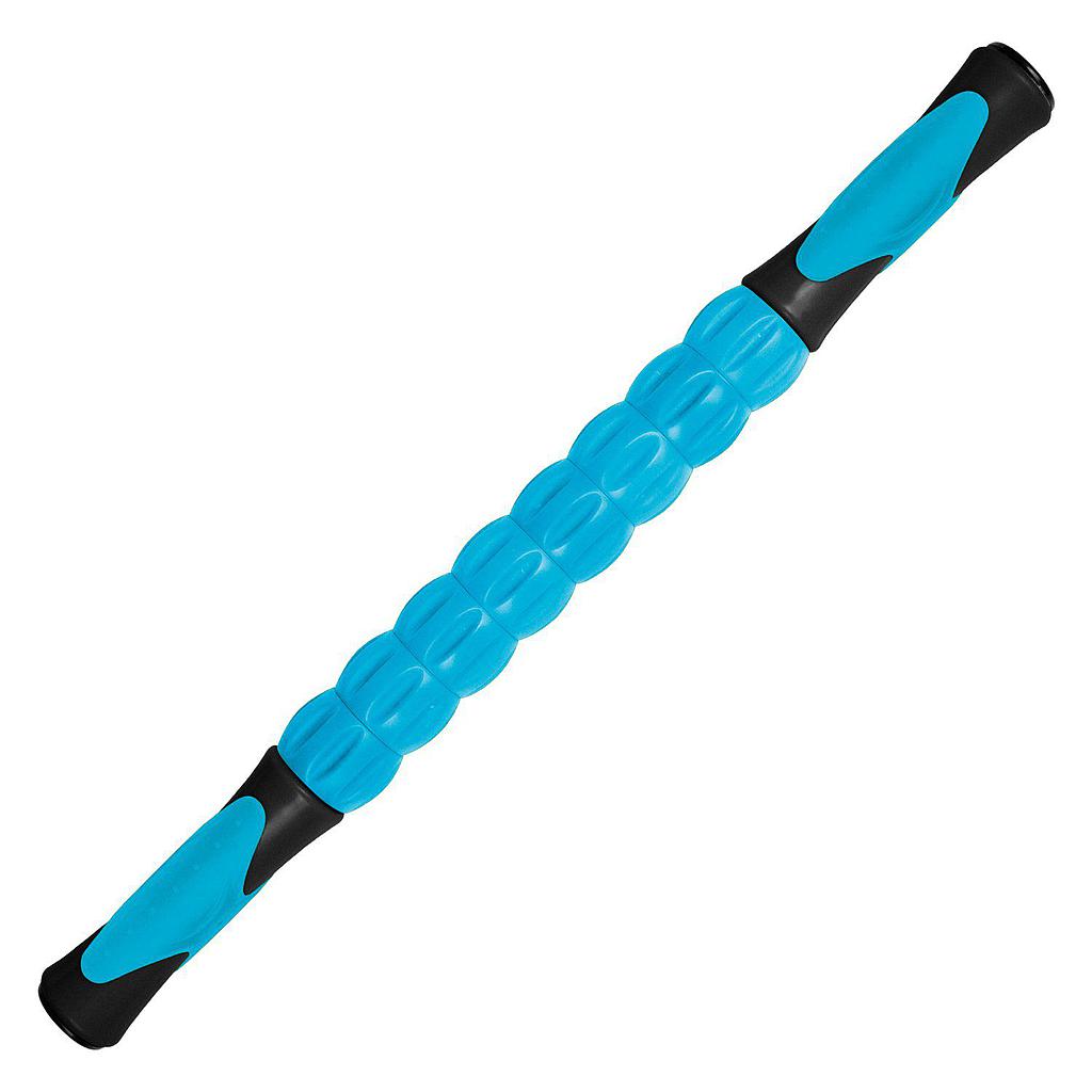 Blue and black massage stick on a white background