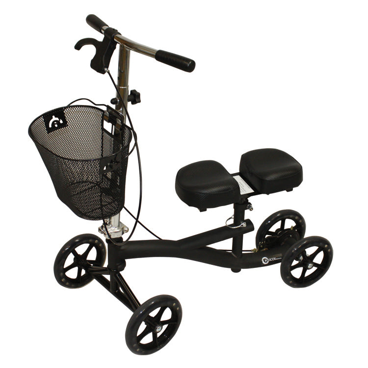 Roscoe Knee Rollator (Black) - Steerable Knee Walker with 350 lb Capacity