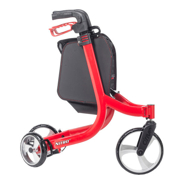 Red scooter with black seat on a white background