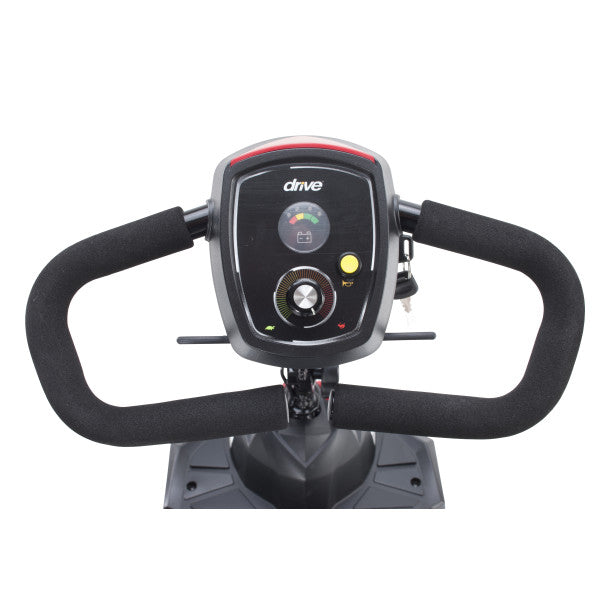 Exercise bike handlebar with control panel on a white background