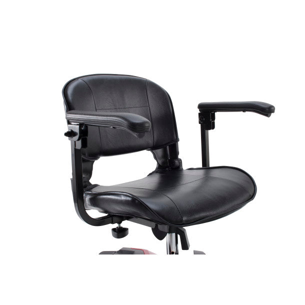 Black salon chair with armrests on a white background