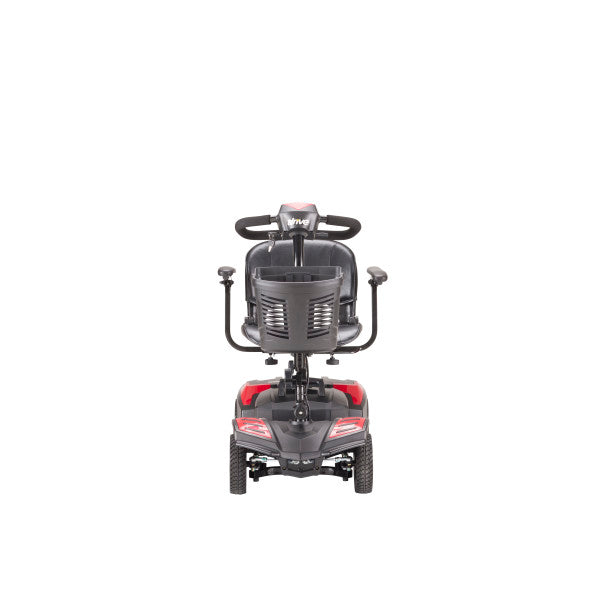Black and red mobility scooter on a white background