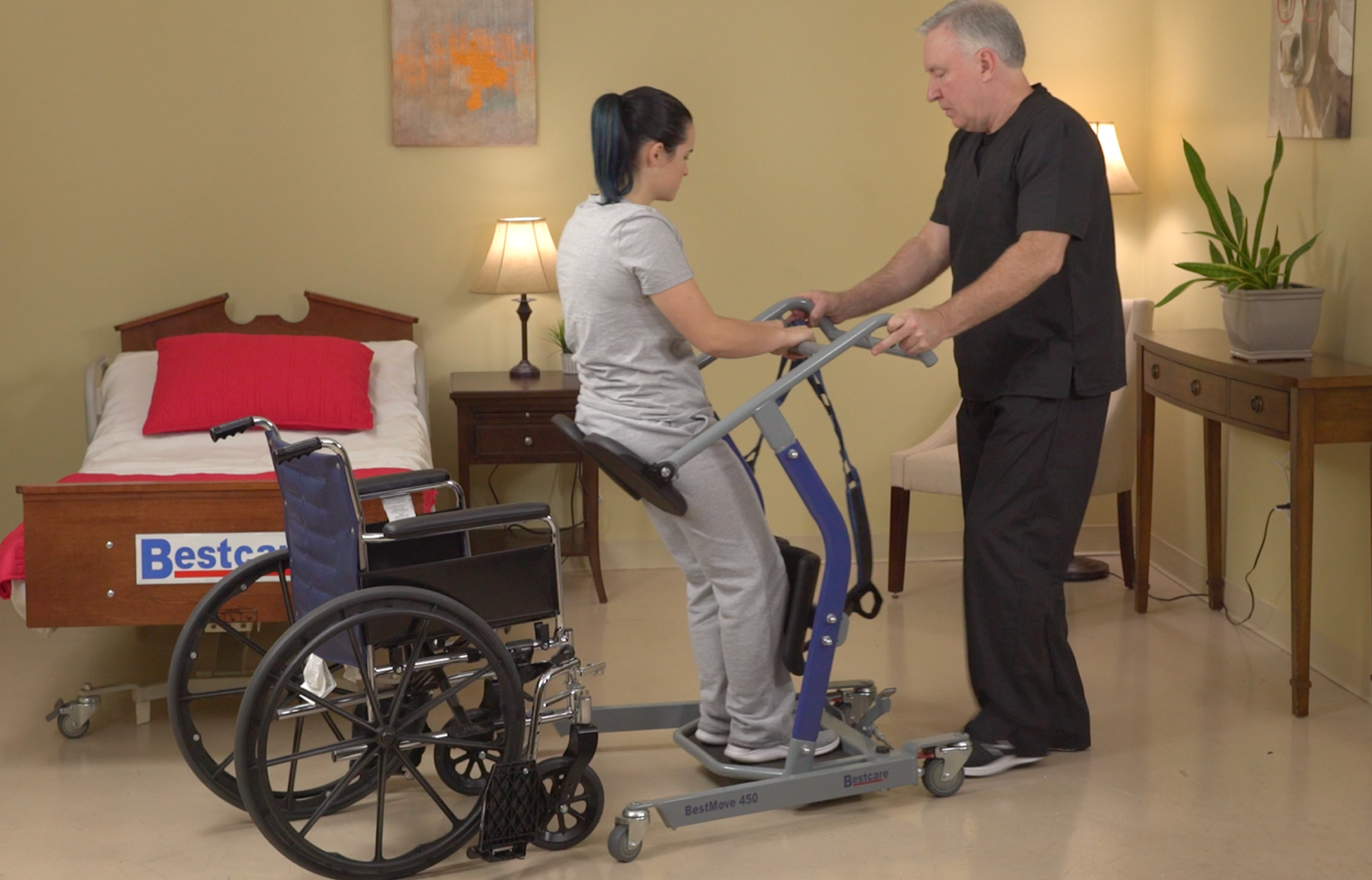STA450 Bariatric Patient Transfer being used to help a patient into a wheelchair