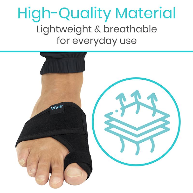 Black foot brace with 'vive' branding on a white background, highlighting high-quality material for everyday use.