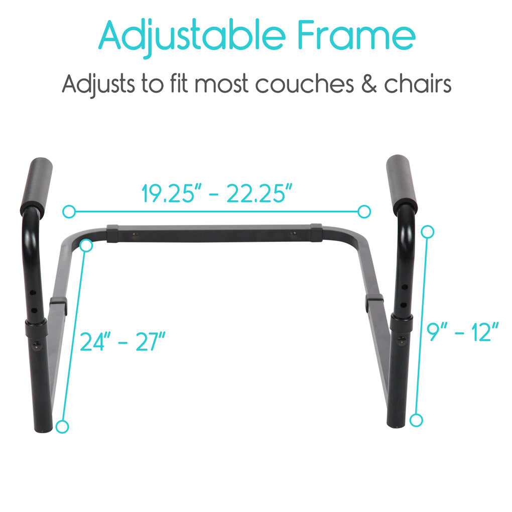 Adjustable frame with dimensions on a white background