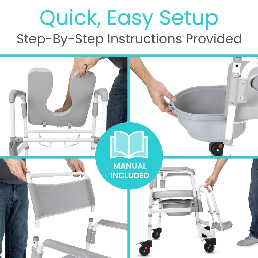 Shower Commode Transport Chair is easy to set up