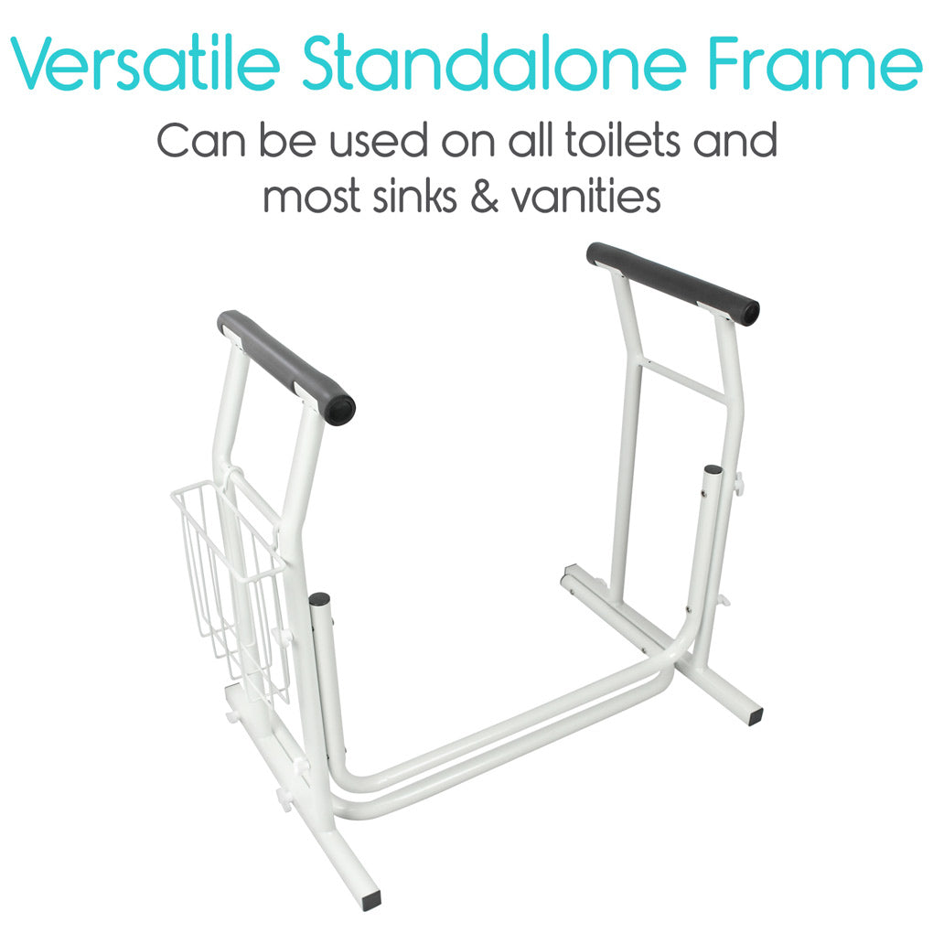 Vive Stand-Alone Toilet Safety Rail – 2 Pack can be used on any toilet