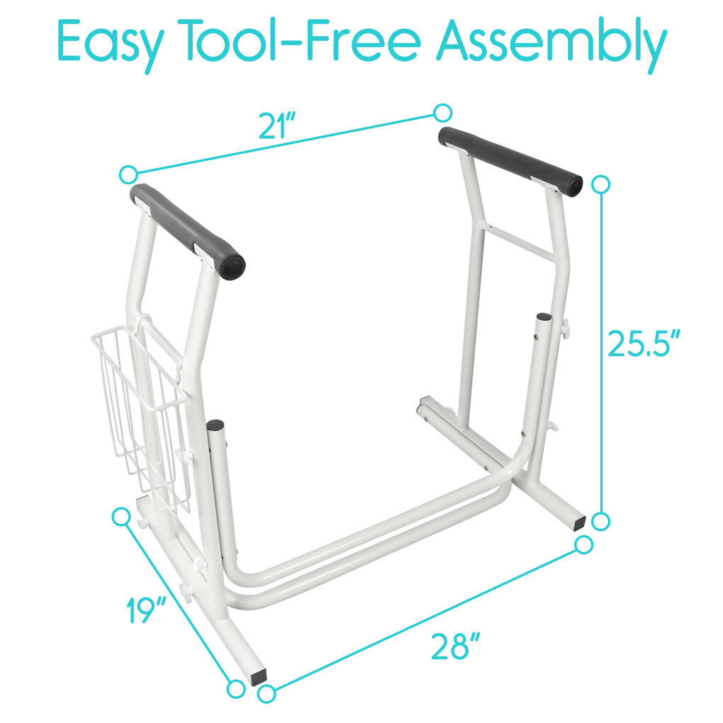 Vive Stand-Alone Toilet Safety Rail – 2 Pack tool free assembly
