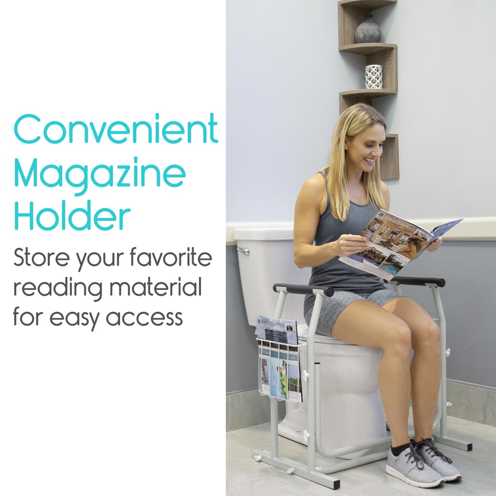 Vive Stand-Alone Toilet Safety Rail – 2 Pack magazine holder