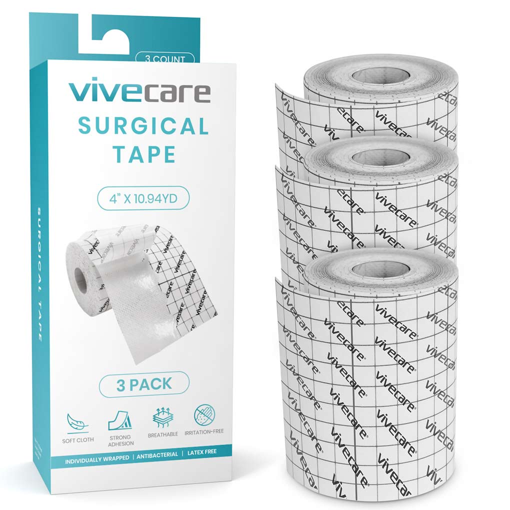 Vivecare surgical tape packaging with two rolls on a white background