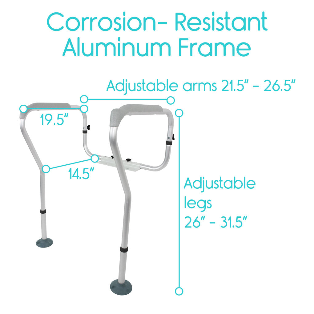 Vive Adjustable Toilet Safety Rail – 2 Pack dimensions