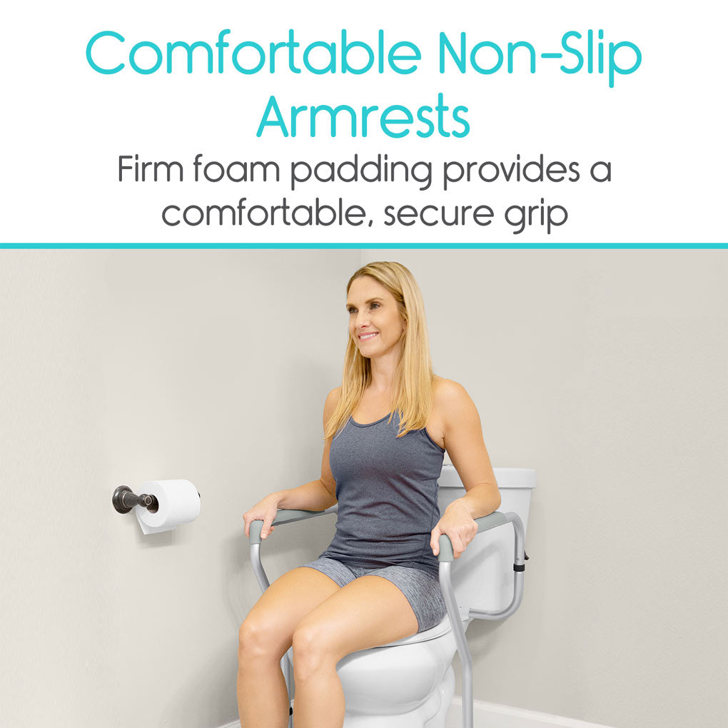 Vive Adjustable Toilet Safety Rail – 2 Pack non-slip armrests