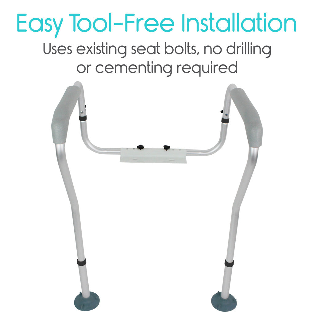 Vive Adjustable Toilet Safety Rail – 2 Pack tool free installation