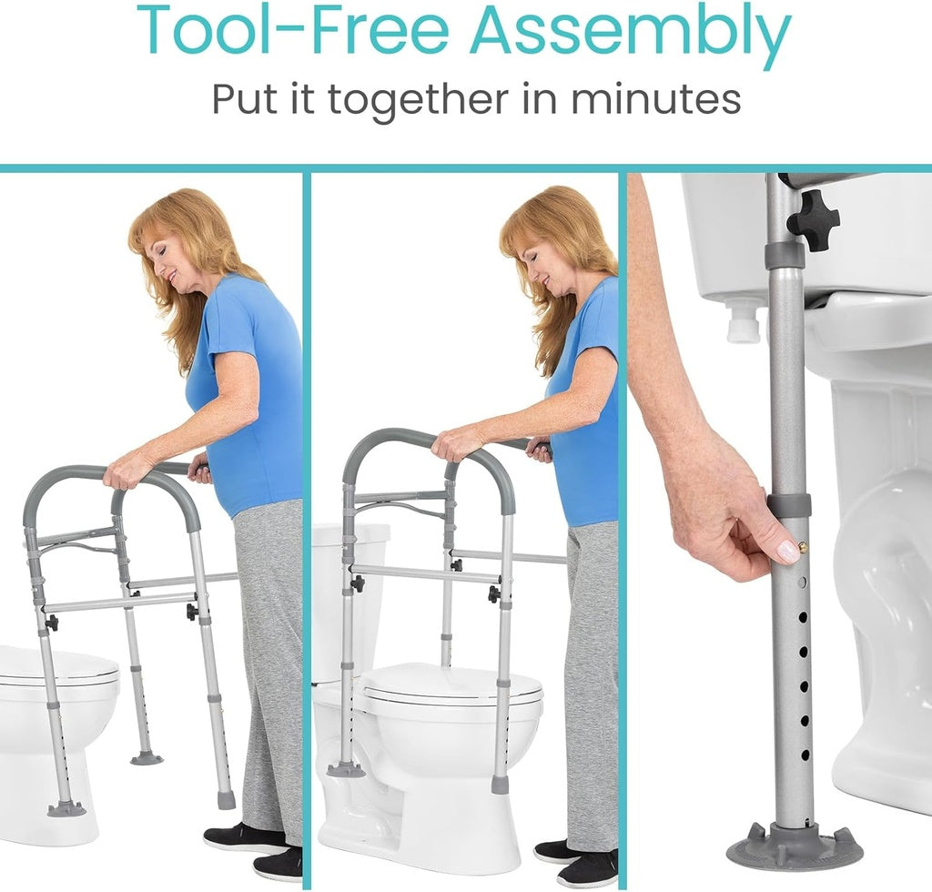 Toilet Safety Frame With Handles has tool free assembly