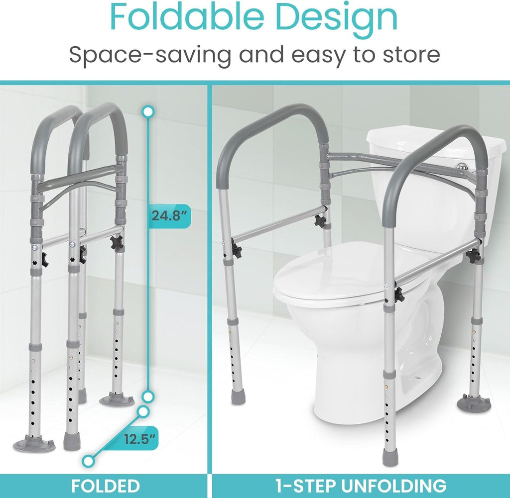 Toilet Safety Frame With Handles is foldable
