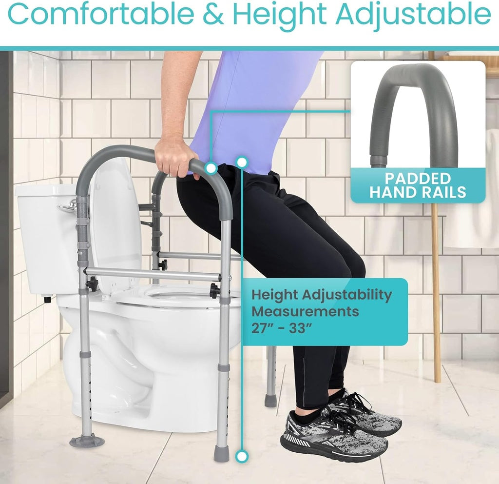 Toilet Safety Frame With Handles is height adjustable