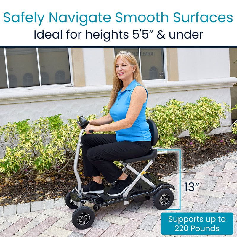 MOB1058BLK
Vive Foldable Mobility Scooter supports up to 220 pounds