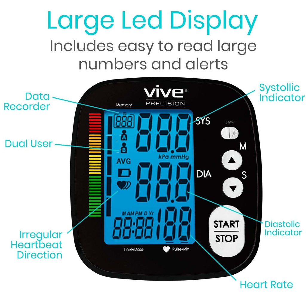 Vive Precision Blood Pressure Monitor has a large LED display