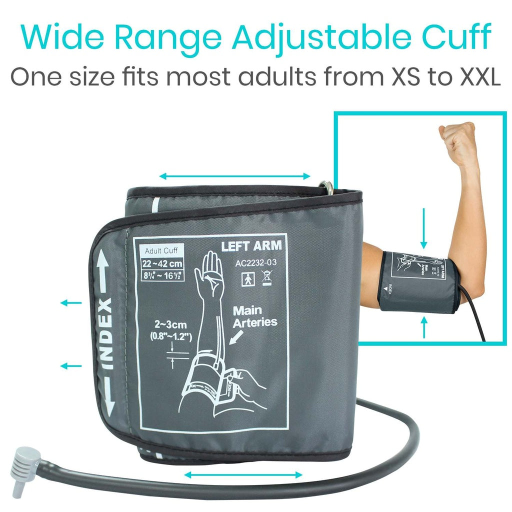 Vive Precision Blood Pressure Monitor cuff adjusts to fit most