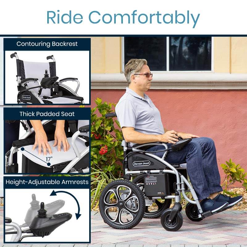Vive Compact Electric Wheelchair MOB1029S rides comfortably