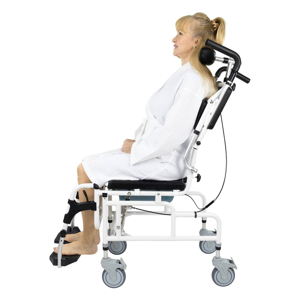 MOB1082WHT
Reclining Shower Commode Transport Chair woman sitting up