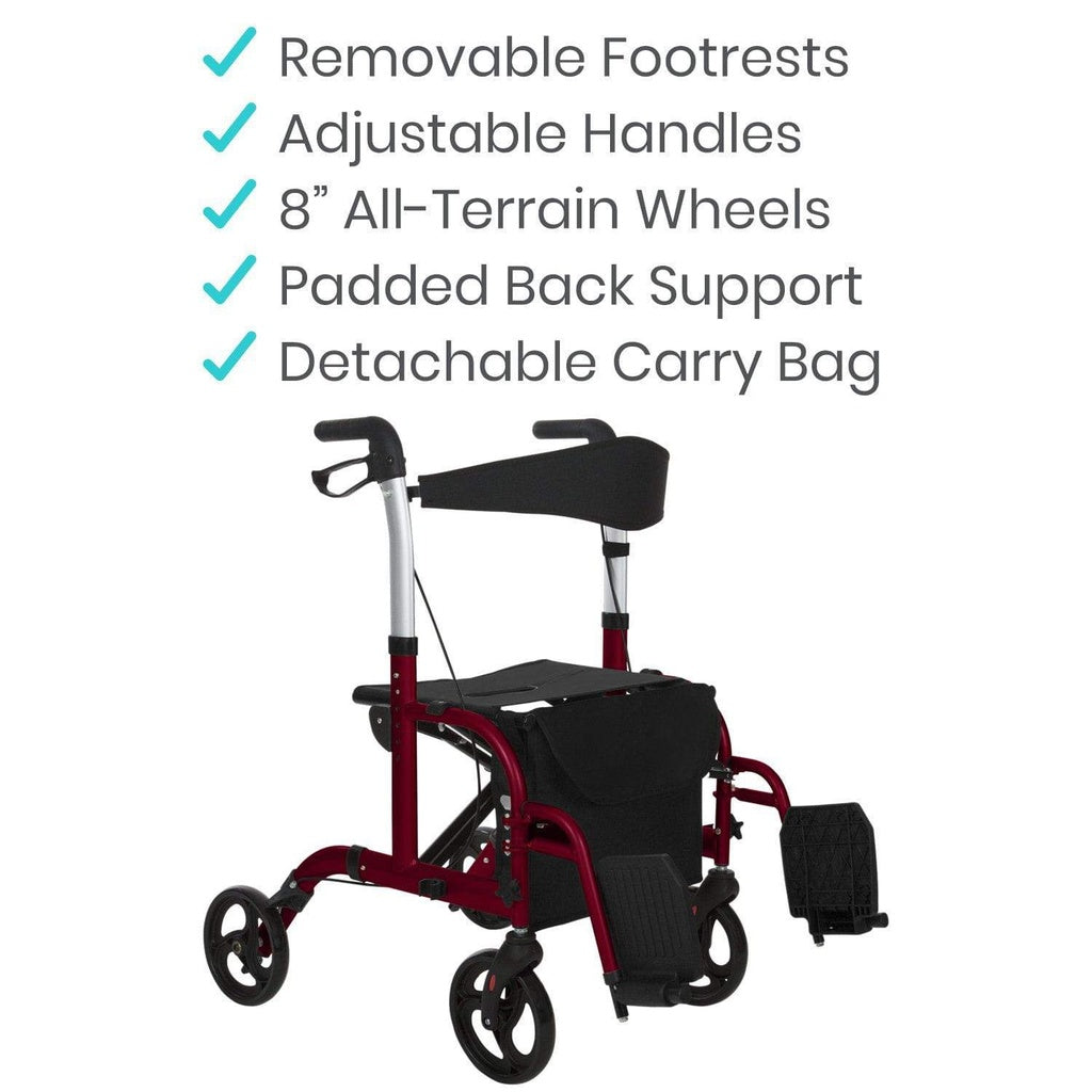 Vive Wheelchair Rollator has many features