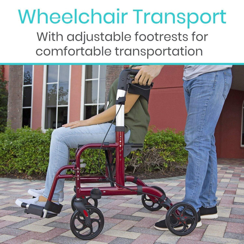 Vive Wheelchair Rollator has a adjustable footrests