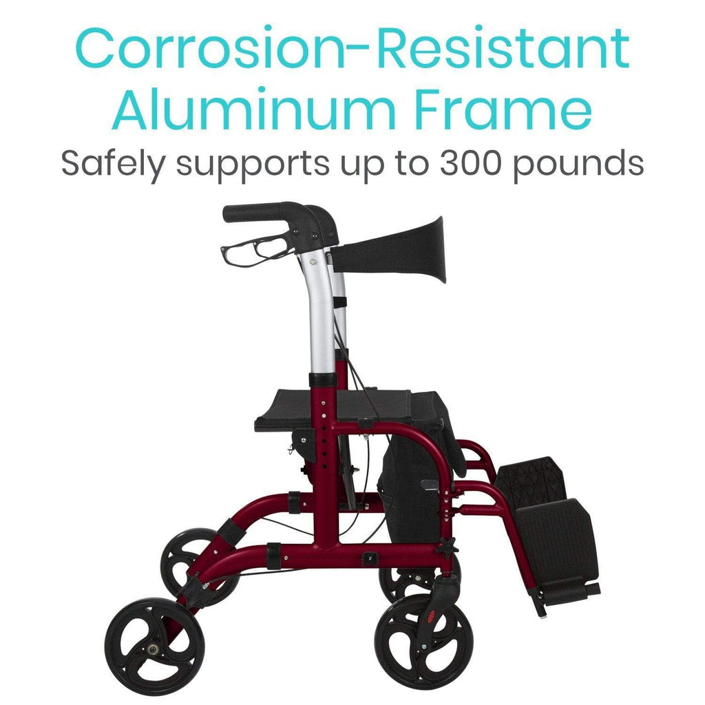 Vive Wheelchair Rollator holds up to 300 lbs