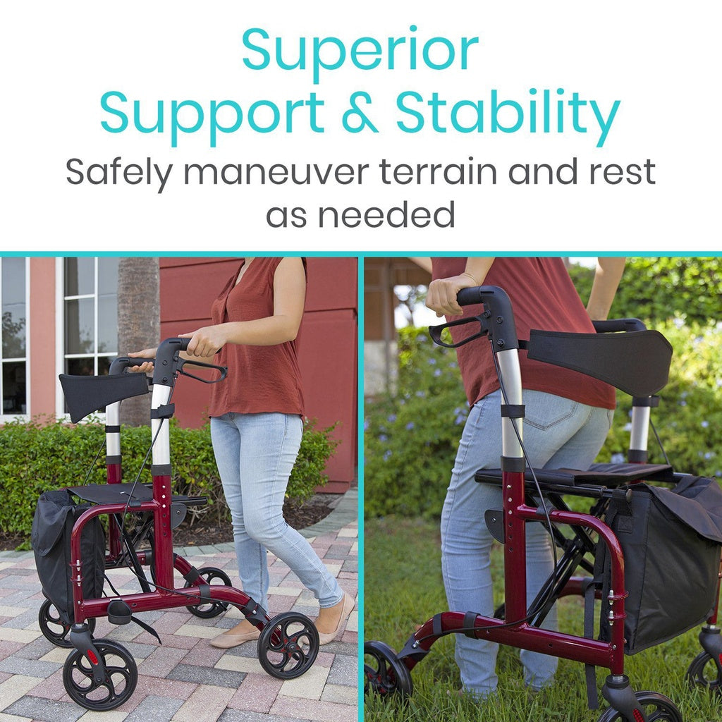 Vive Wheelchair Rollator easily manuevers any terrain