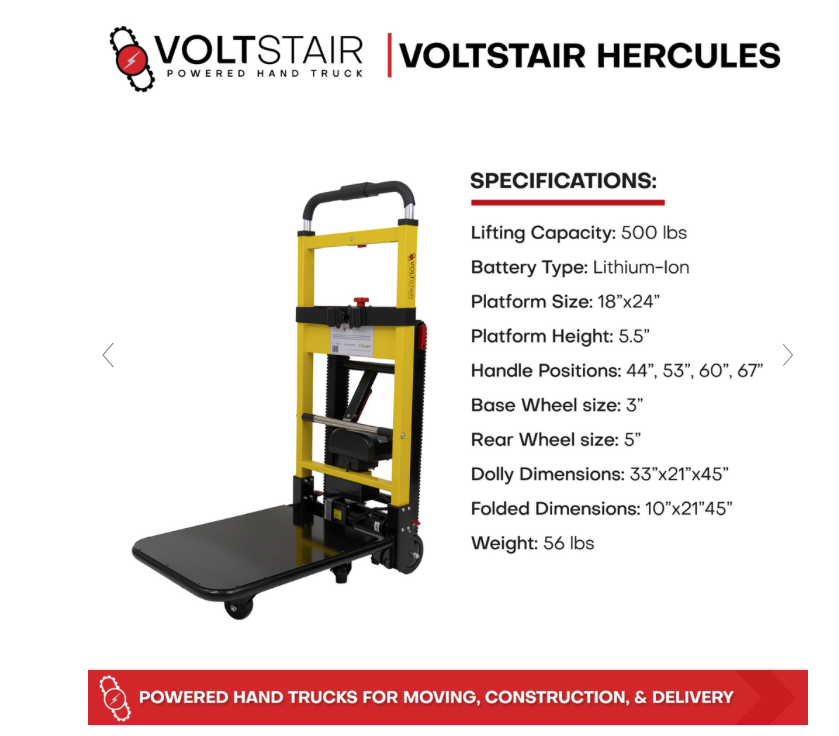 Voltstair Hercules Motorized Stair Climbing Hand Truck