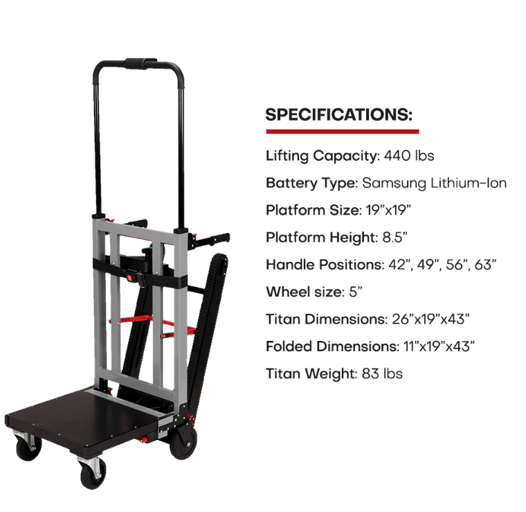 Voltstair Titan Motorized Powered Stair Climbing Hand Truck Dolly