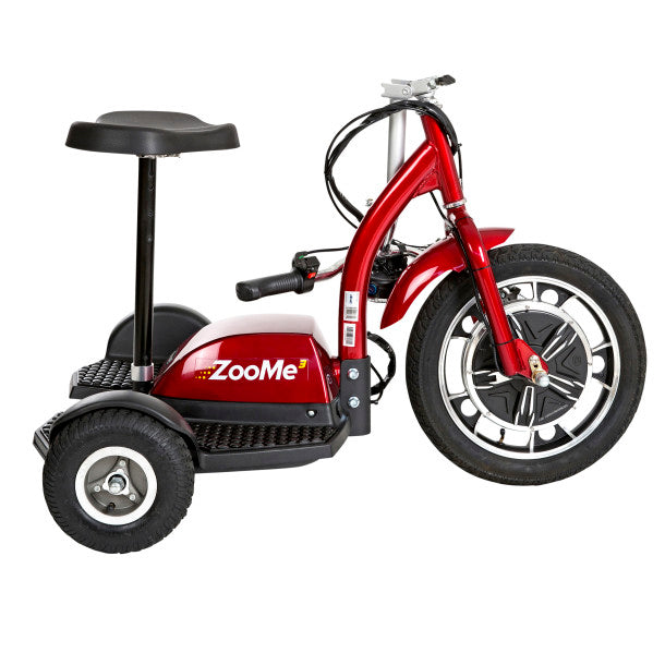 Red three-wheeled scooter with 'ZooMe' branding on a white background