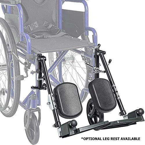 Wheelchair with adjustable leg rests on a white background