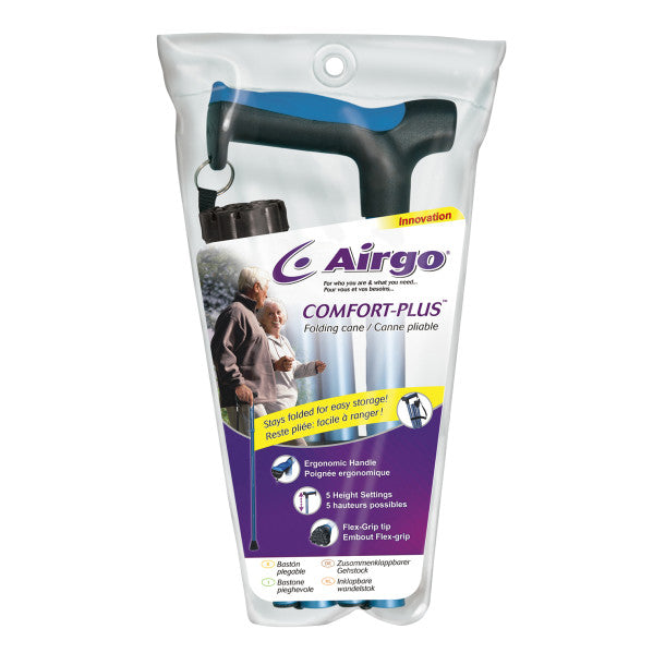 Airgo Comfort-Plus folding cane packaging on a white background