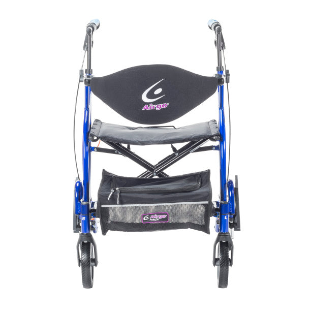 Walker with folded seat and leg rests on a white background, featuring the Airo brand.