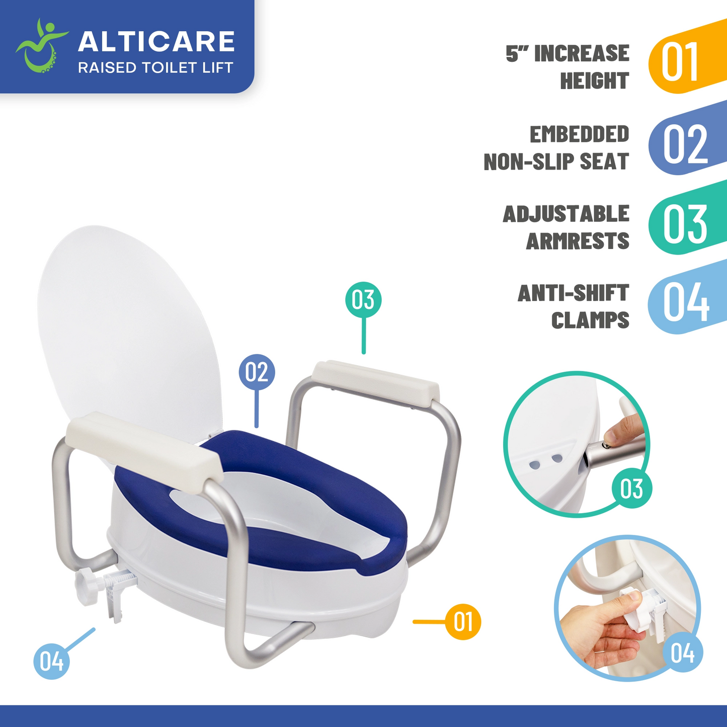 AltiCare 5” Raised Toilet Seat