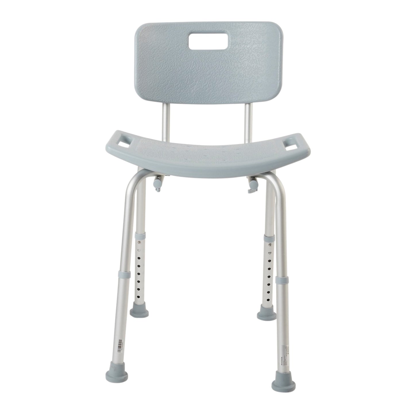 Gray shower chair with backrest on a white background
