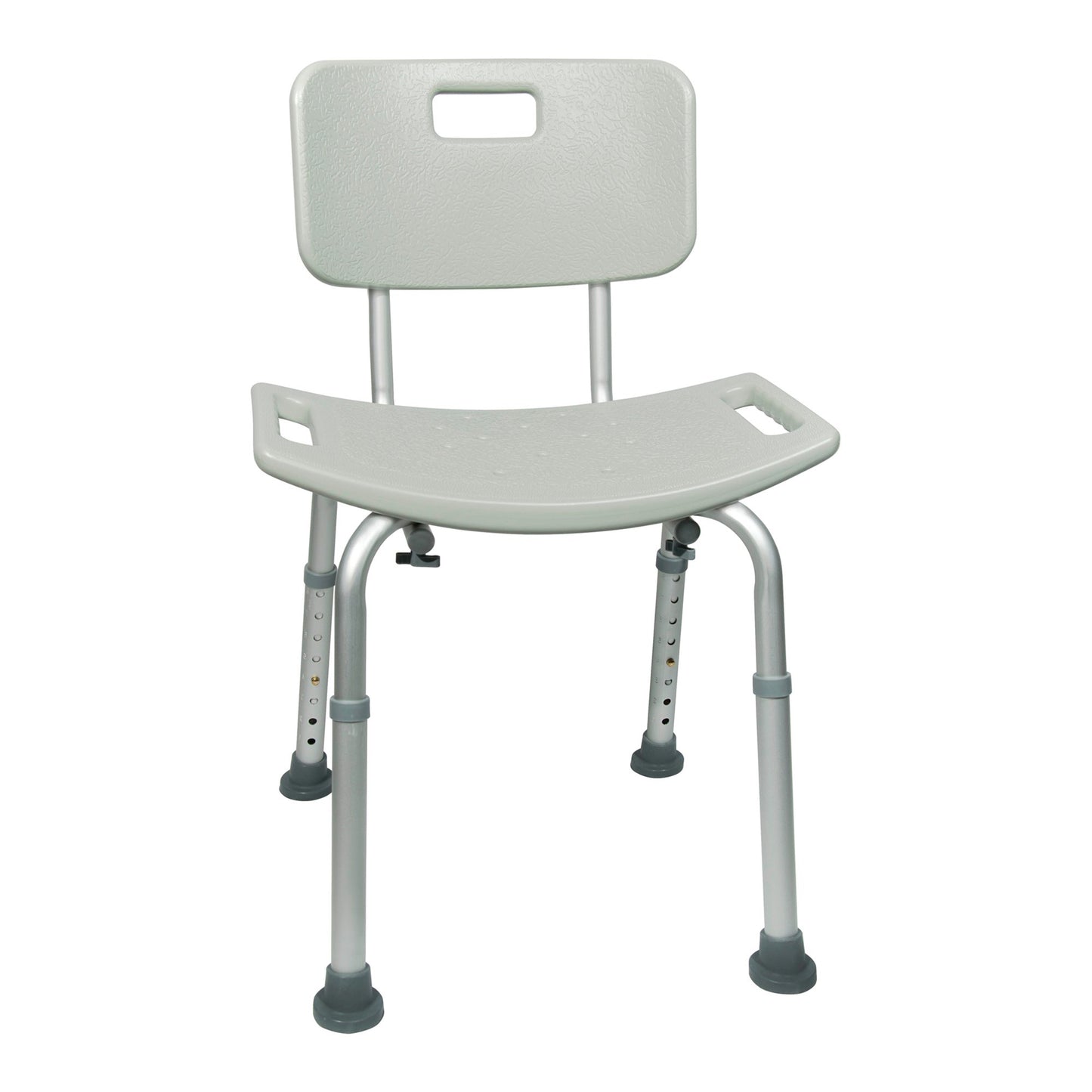 Gray shower chair with backrest on a white background