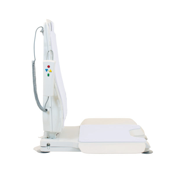 White medical device with control panel on a white background