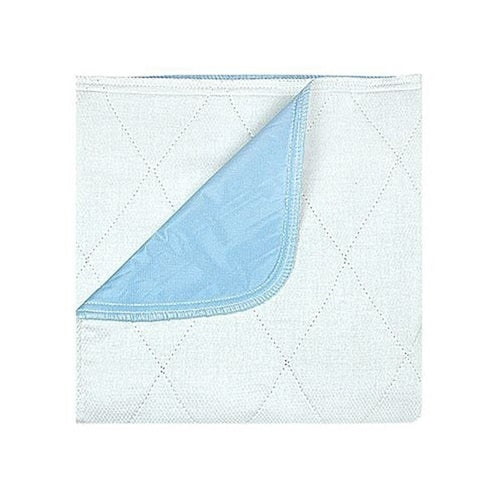 Quilted underpad with blue corner on a white background