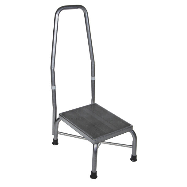 Step stool with handrail on a white background